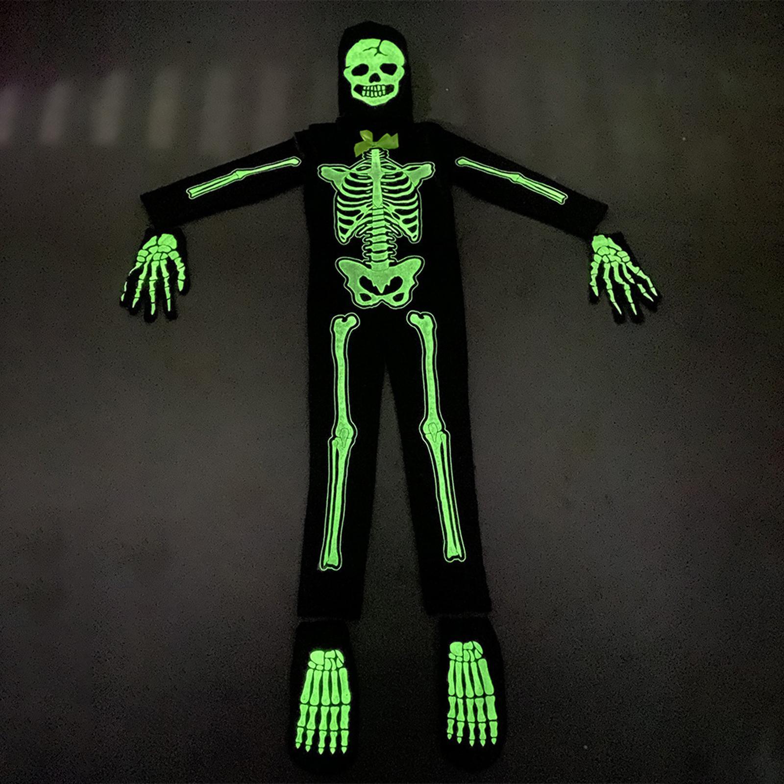 Kids Halloween Skeleton Costume Halloween Clothes Cosplay with Gloves Hat Glow in The Dark Scary Decor Clothing Outfit for Party Fancy Dress