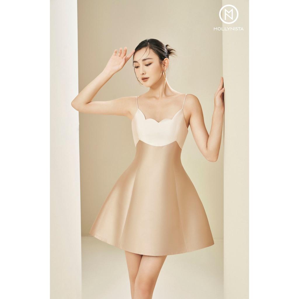 MOLLYNISTA - Đầm Riana taffeta cúp cánh hoa quyến rũ nữ tính tiểu thư thiết kế cao cấp
