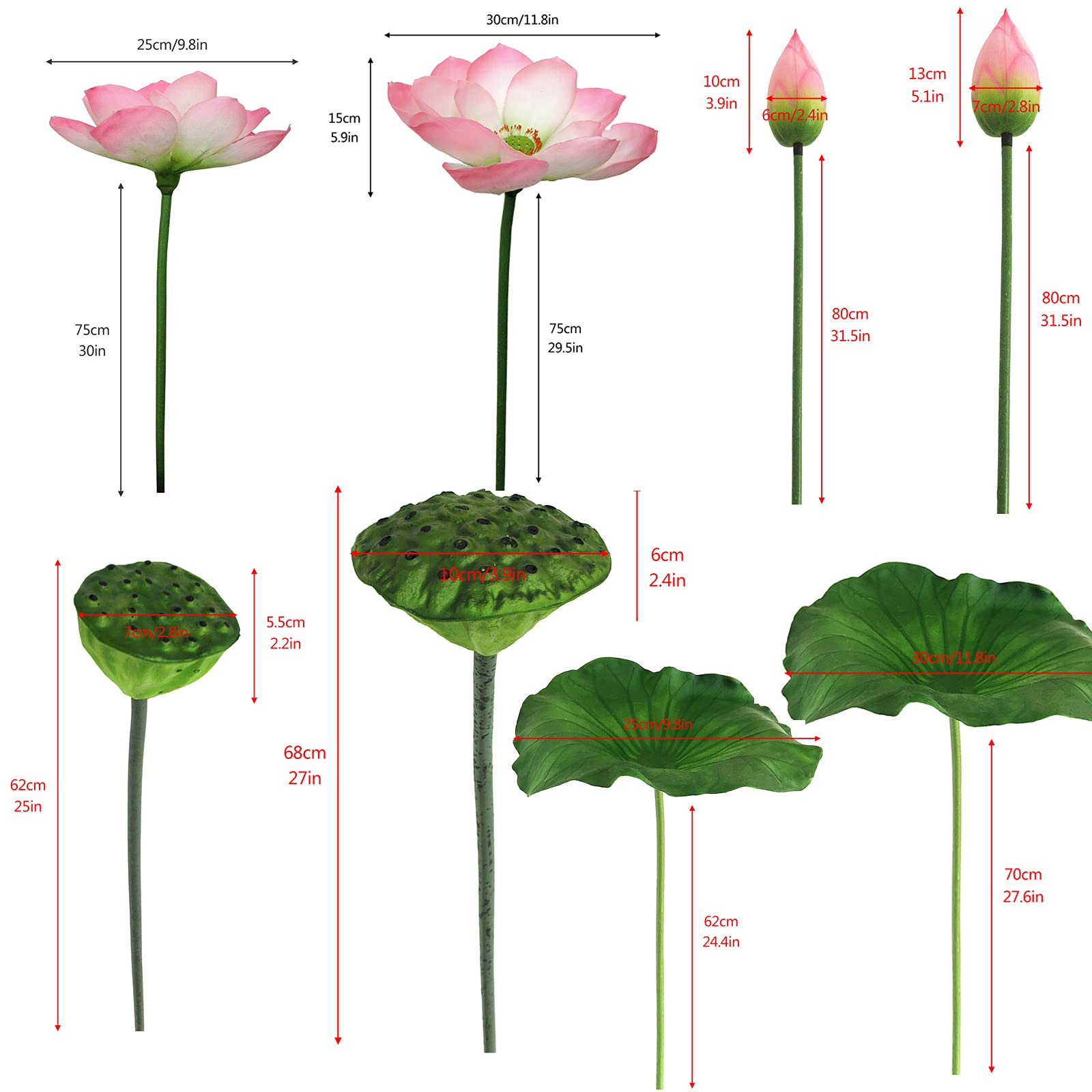 Hoa sen giả - Bông sen quan âm - dài 75cm - Cây giả, hoa lụa trang trí nhà cửa