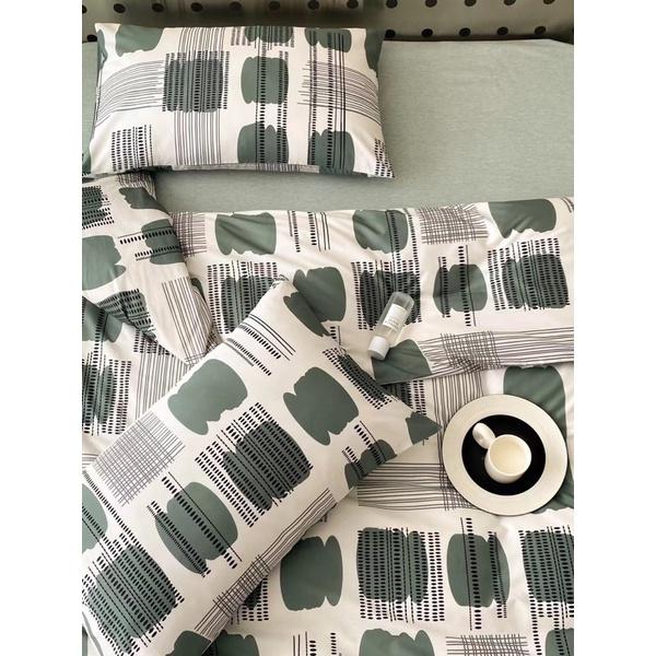 Bộ Chăn Ga Gối Cotton Living 100%cotton Hàng Nhập Khẩu Cao Cấp 4 Món Hoạ tiết Kẻ Sang Trọng
