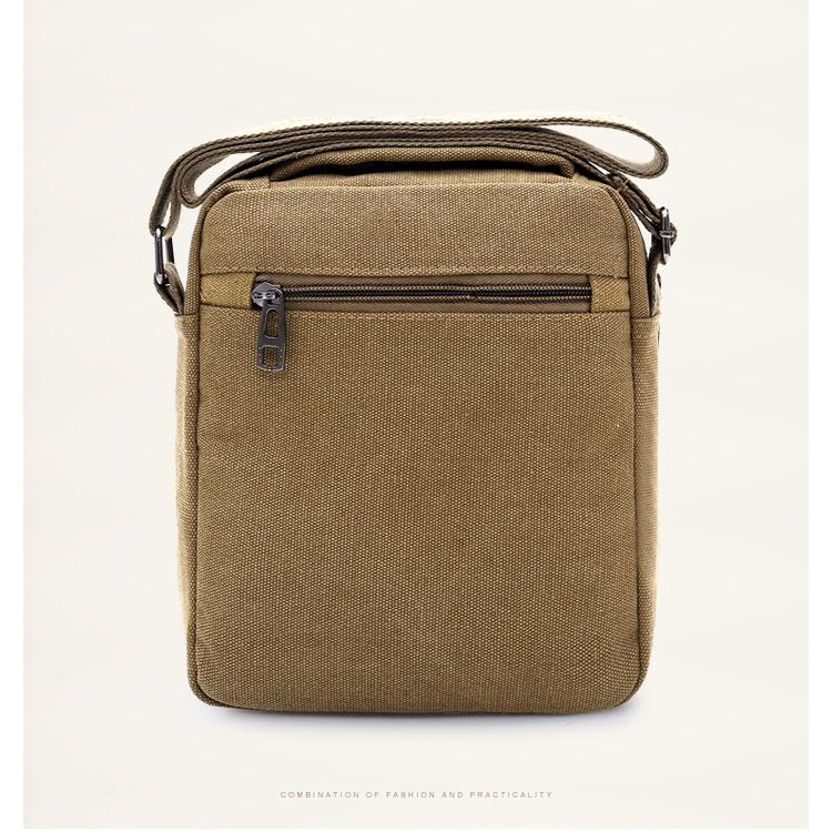 Túi Đeo Chéo Mini Bag Nam nữ Unisex đựng Ipad Mini Vải Canvas Nhập Khẩu Màu Đen/Kaki T24 - Kaki