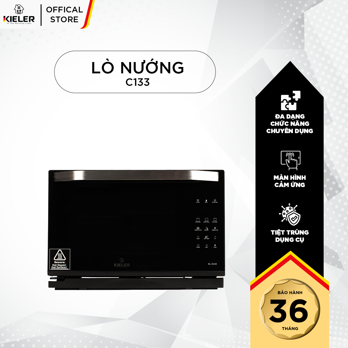 Lò nướng kết hợp chức năng hấp KIELER KL-C133 với 7 chức năng nướng và hấp chuyên dụng - Hàng chính hãng