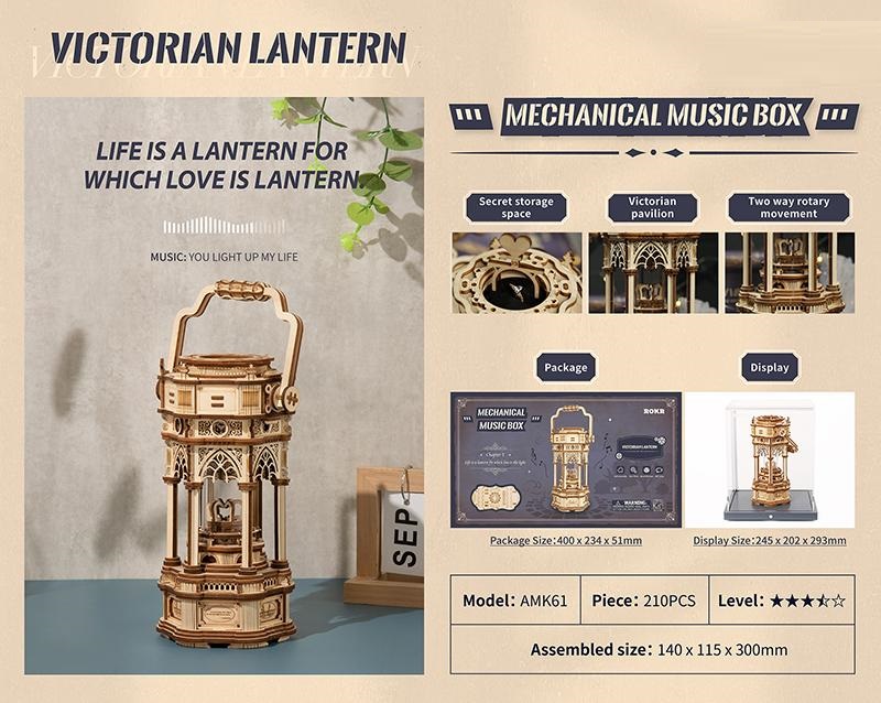 Mô hình Hộp nhạc Victorian Lantern Mechanical Music Box AMK61