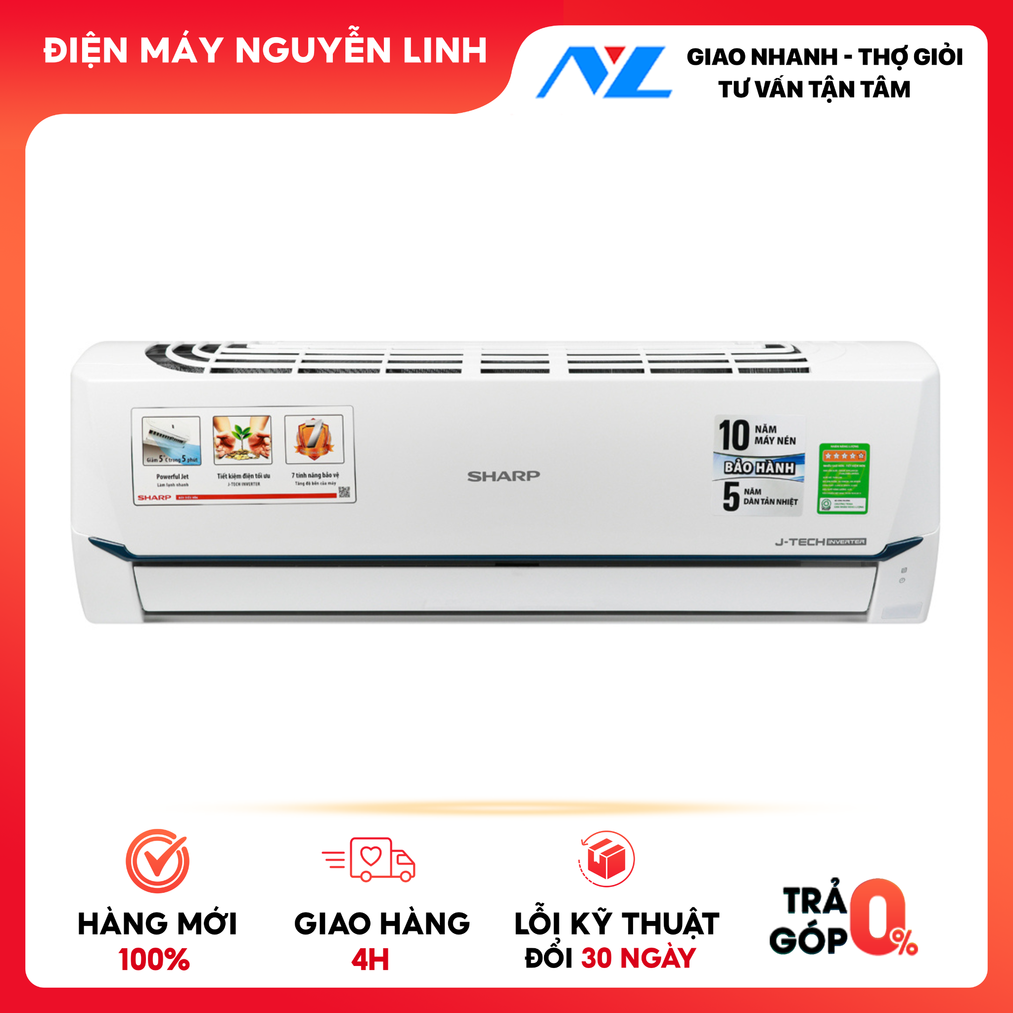 Máy lạnh Sharp Inverter 2 HP AH-X18XEW - Hàng Chính Hãng
