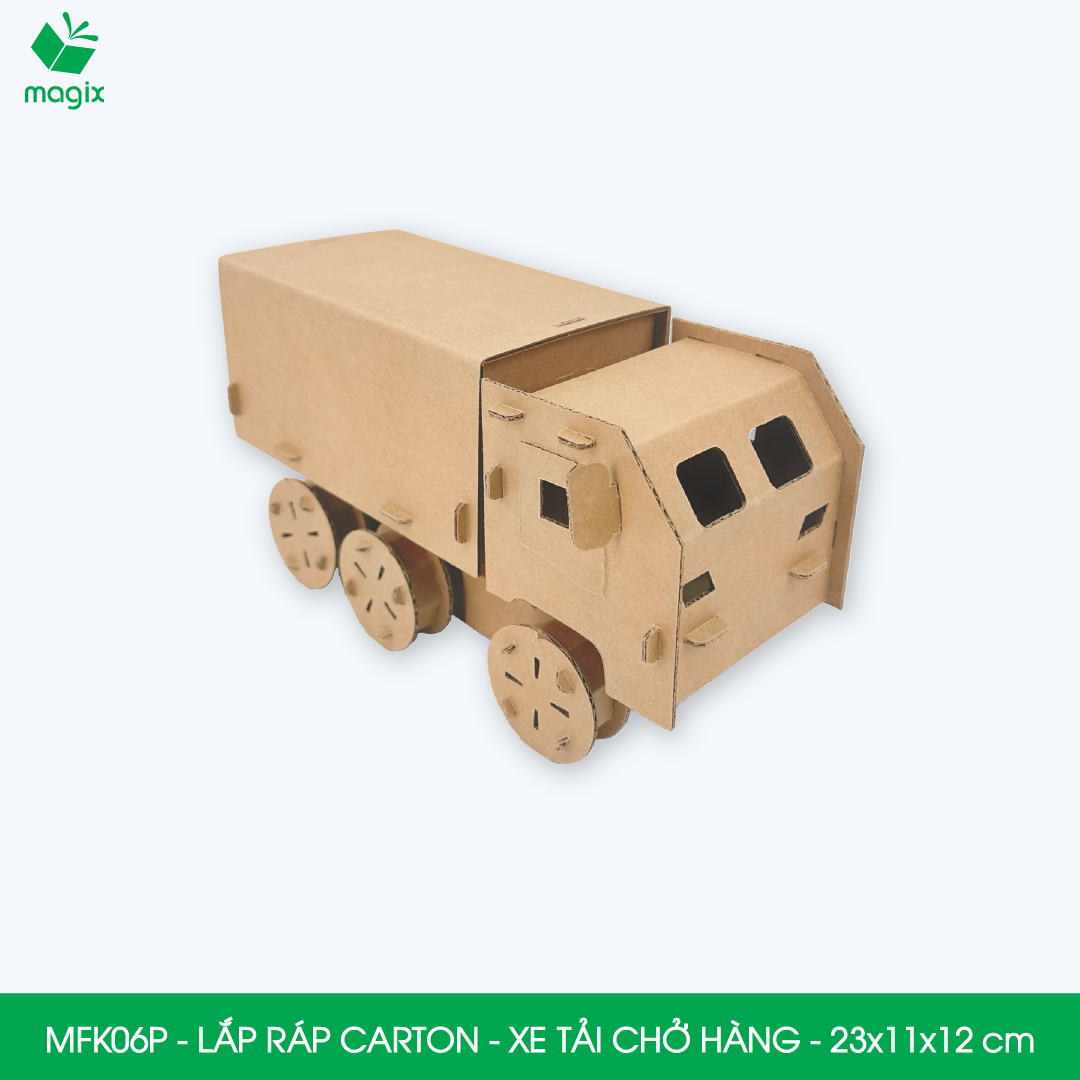 MFK06P - Xe tải chở hàng - 23x11x12 cm - Đồ chơi lắp ráp mô hình từ bìa carton cứng cao cấp