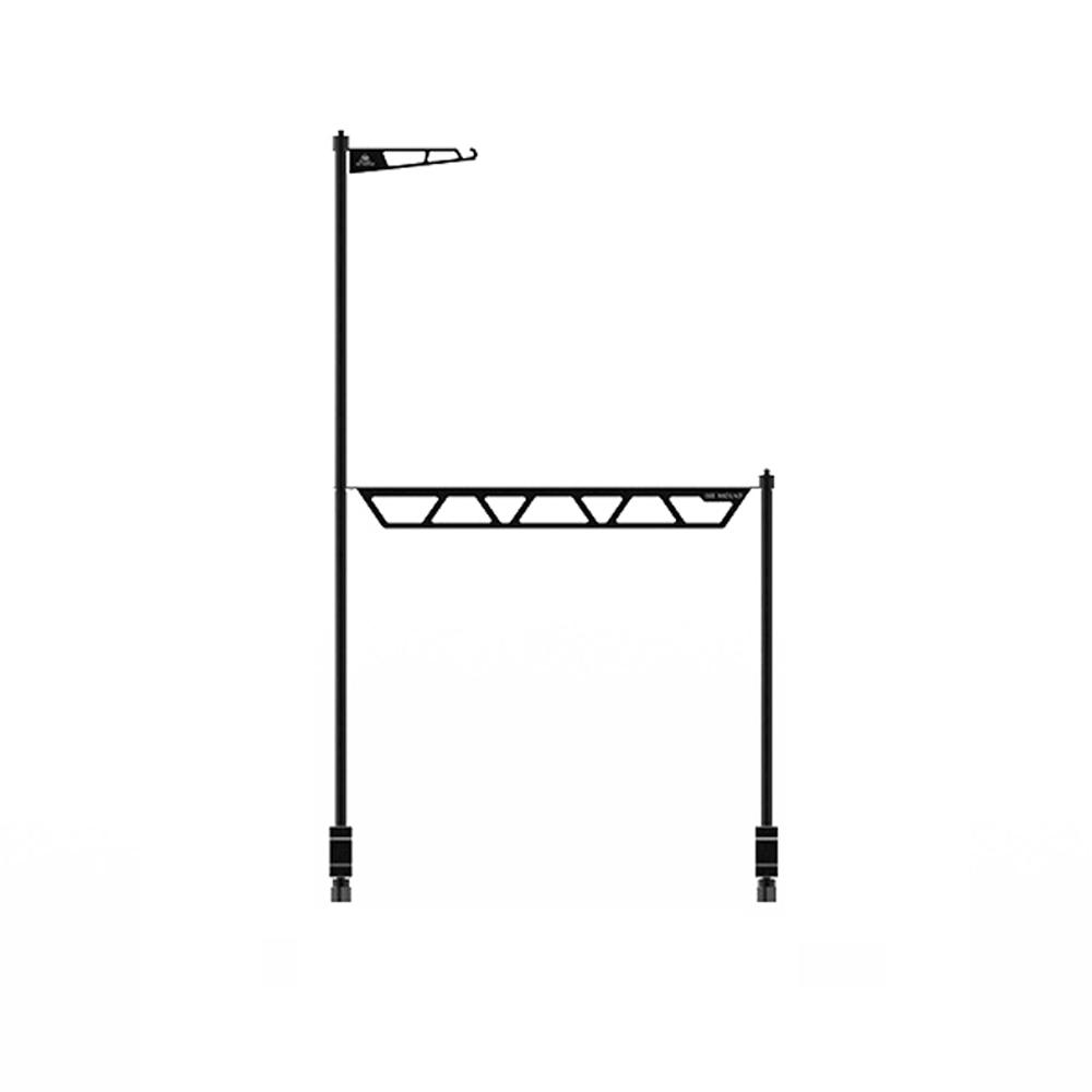 Desk-Mounted Camping Detachable Lamp Holder Practical High Strength Metal Black Outdoor Hiking Storage Rack Light Bracket Drying Rack Hung Shelf With Hook