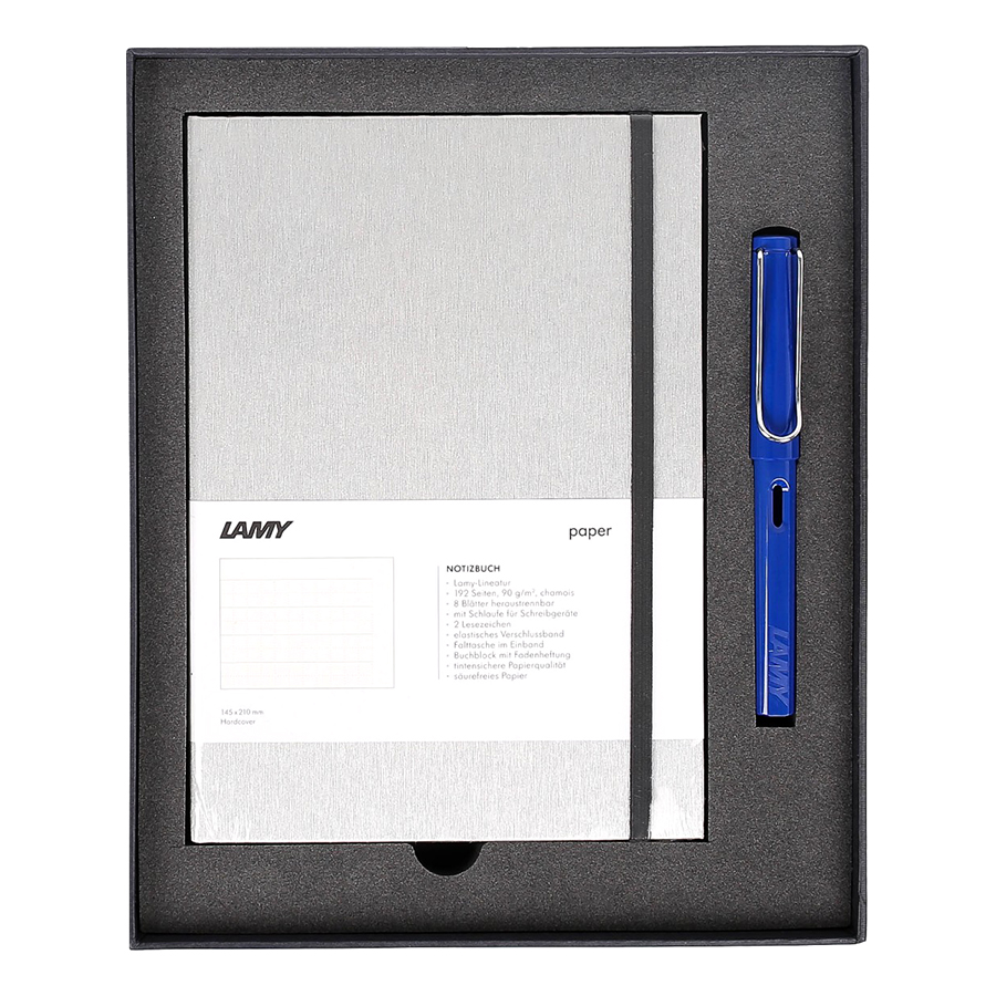 Gift Set Lamy Notebook A5 Softcover Grey+ Lamy Safari Blue - GSNSa0014