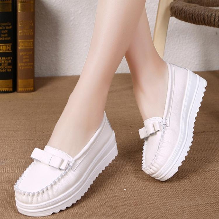 Women's Platform Casual Shoes Shallow PU Leather Loafers