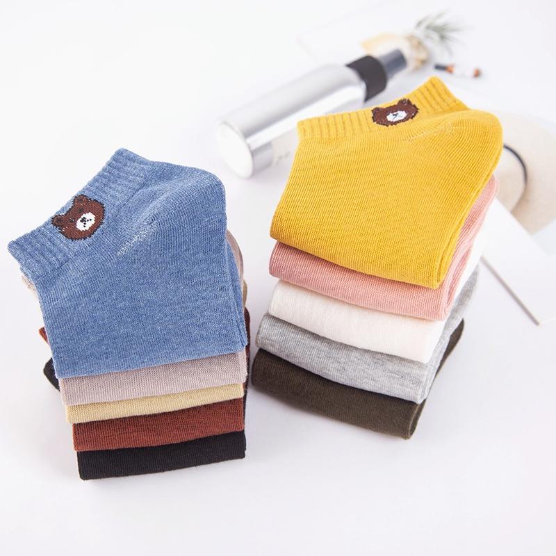 10 Đôi Tất cổ ngắn nữ hình gấu phong cách Hàn Quốc, vớ nữ chất liệu cotton thoáng mát - Mua tặng gấu yêu thì còn gì bằng