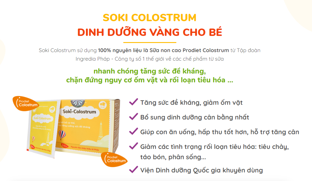 Bộ đôi ăn ngon và tăng đề kháng bứt tốc cho bé Soki Colostrum  + Soki Deli