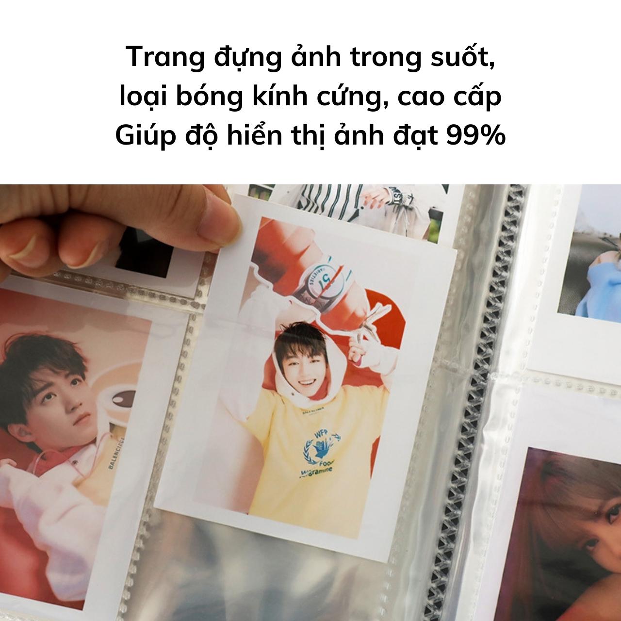 Album ảnh 6x9 đựng 200 tấm có ô ghi chú bìa nhựa Acrylic sắc màu để ảnh gia đình, binder đựng card Tú Vy Studio