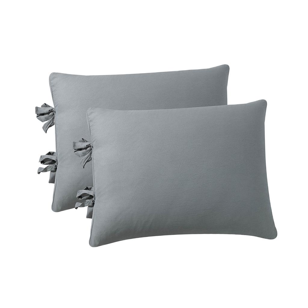 Solid Color Polyester Pillow Case Cushion Cover with Ties 2-in-1