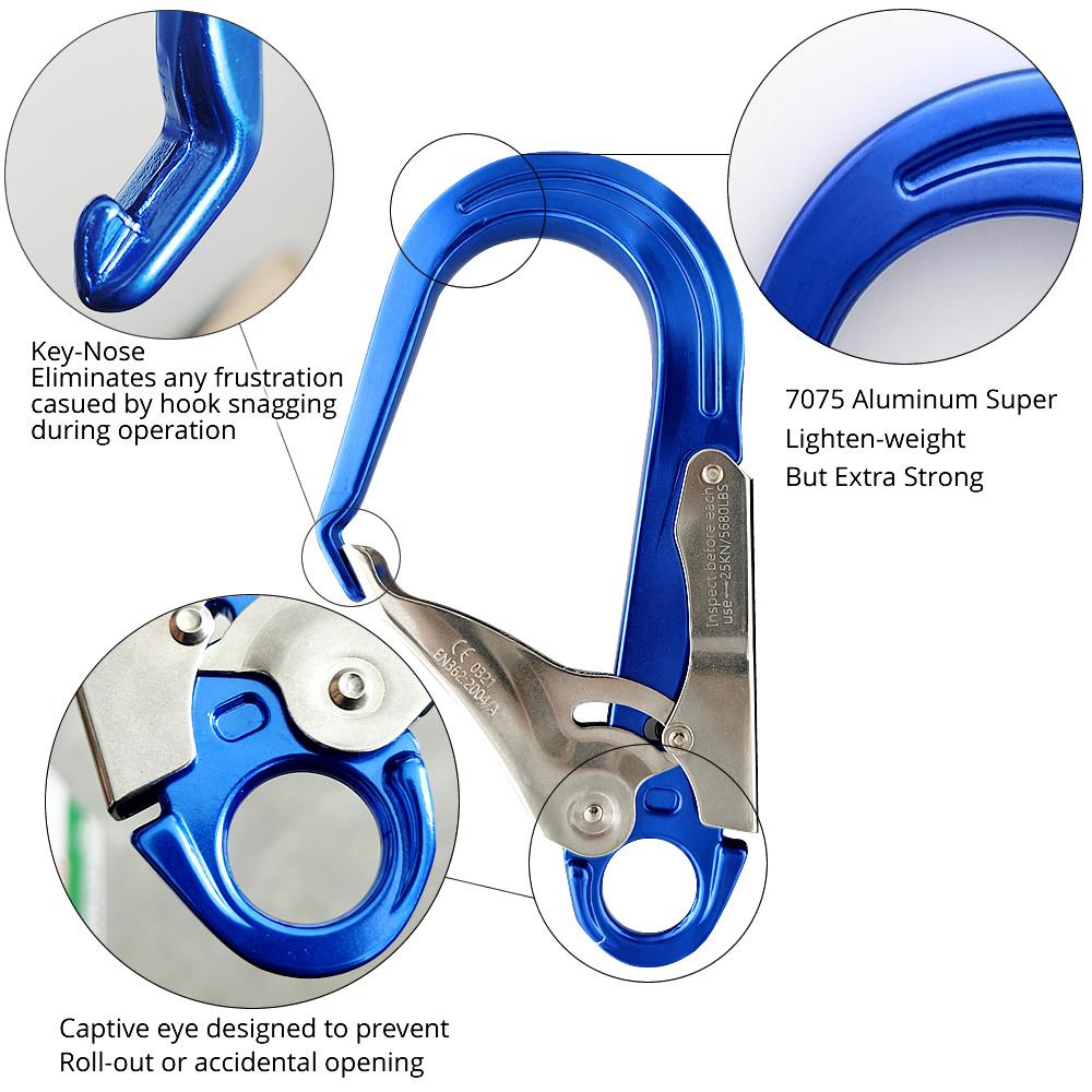 Làm sáng lên công việc an toàn trên không Hook Big Open Hợp kim carabiner thép bảo vệ ngành công nghiệp khóa bảo hiểm mùa thu