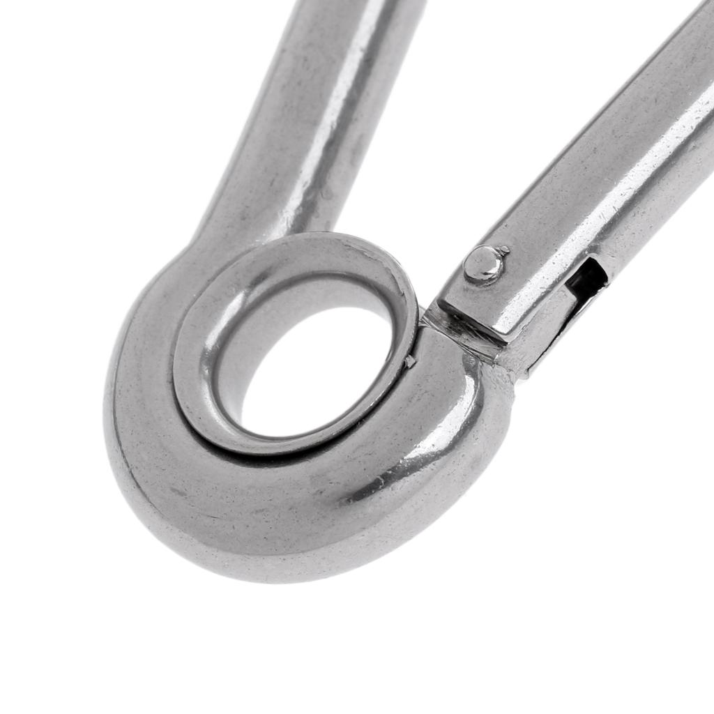 2xStainless Steel Climbing Carabiner with Eye for Climbing/ Hiking 5 x 50 mm