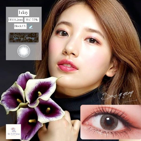 Kính áp tròng Hàn Quốc có độ Clalen Iris màu xám tự nhiên Suzy Gray dùng 1 ngày