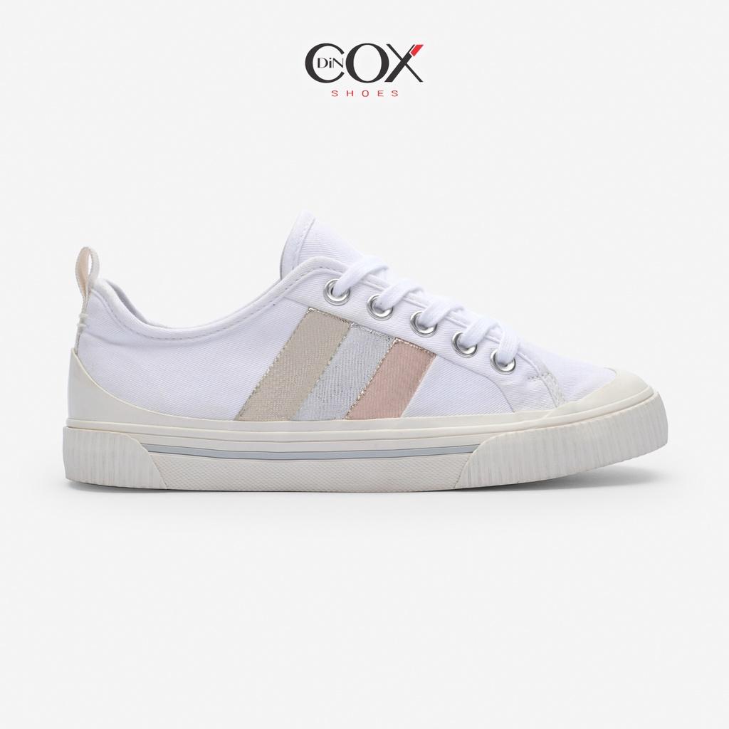 Giày Sneaker Bata Vải Canvas Nữ DINCOX C20 Nữ Tính Sang Trọng Methalic White