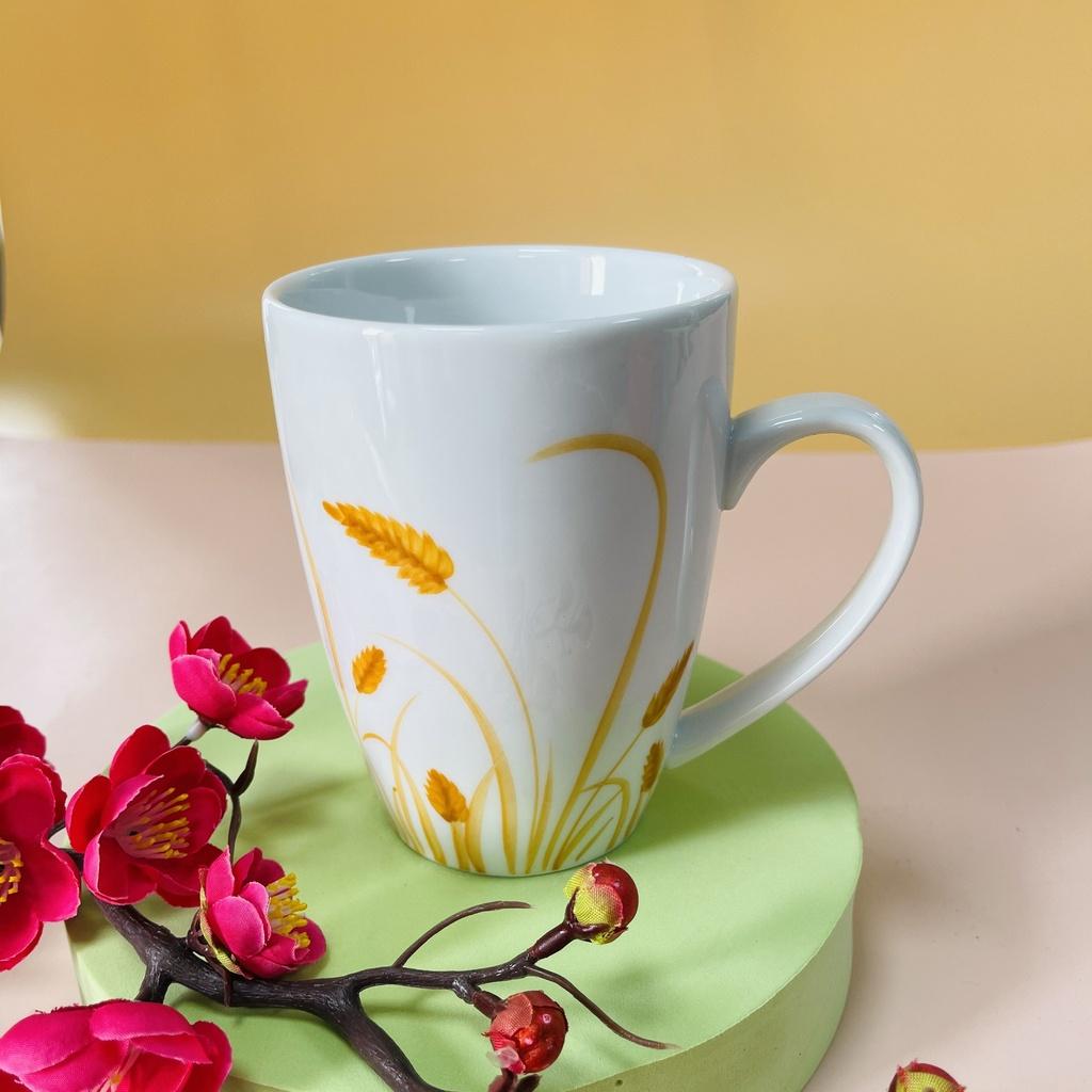 Ly Sứ Cao Cấp Họa Tiết Vẽ Tay Thủ Công Dễ Thương - Cốc Sứ Uống nước có Nắp Dung Tích 400ml