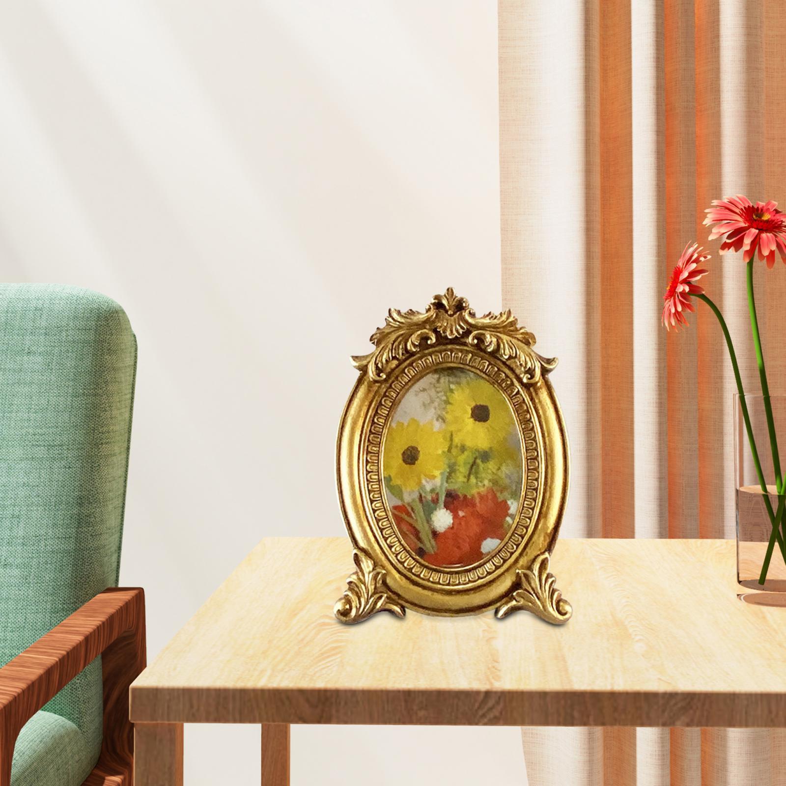 Resin Photo Frame, Picture Frame Wedding Hand Carved Floral Poster Frames Card Display Holders for Bookshelf Home Collage Housewarming Desk