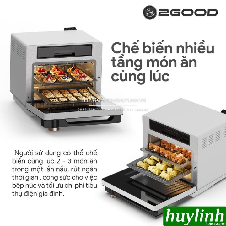 Nồi chiên không dầu hấp hơi nước siêu nhiệt 2Good S100 - Dung tích 20 lít - 1800W - Tặng bao tay chống bỏng - Hàng chính hãng