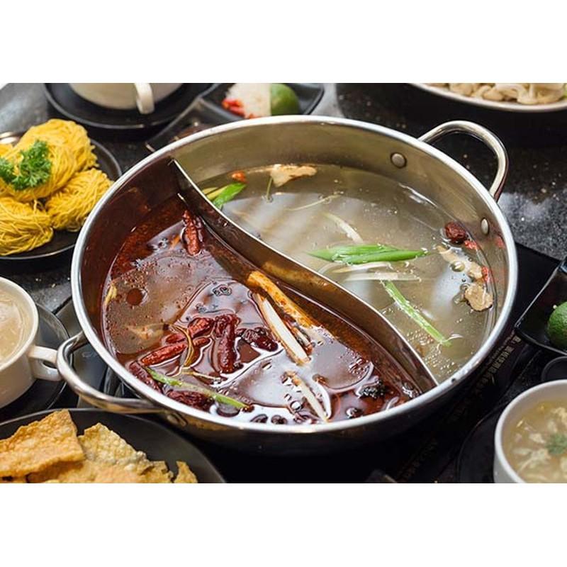 Chảo lẩu 2 ngăn Hotpot dùng cho mọi loại bếp inox 304 sáng bóng