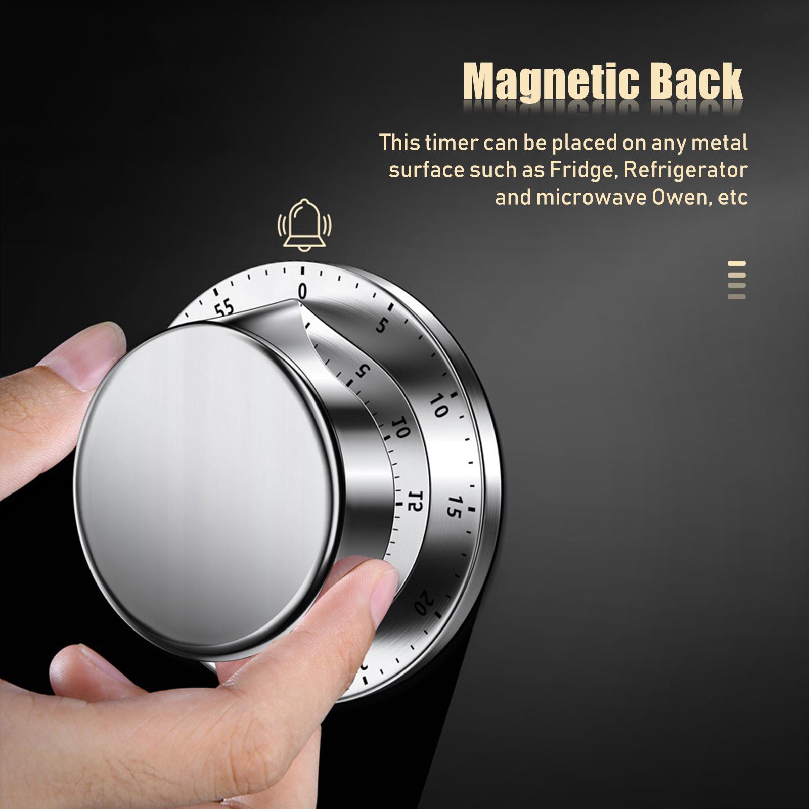 Kitchen Timer No Battery Timer Manual Stainless Steel Mechanical Rotating Alarm Magnetic Backing Time Management Timer