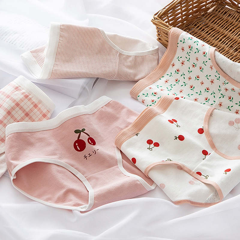 Combo 5 quần lót nữ cotton dễ thương Freesize - Kiểu Cherry