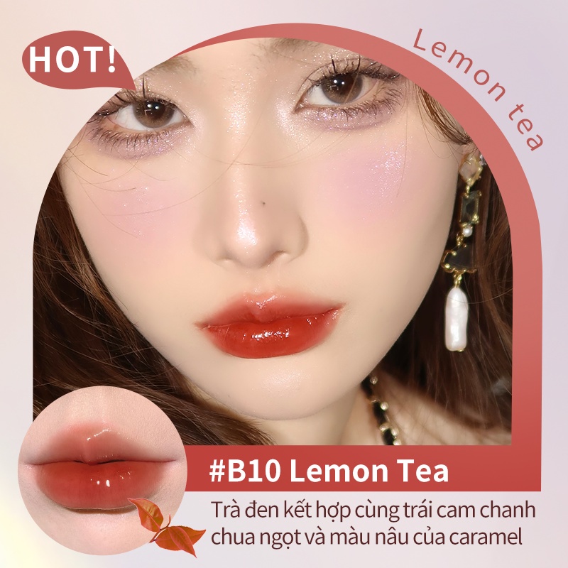 JUDYDOLL Son tint Iced Tea Watery Lip Gloss Môi bóng căng mọng Không dính Nhẹ môi 2,4g