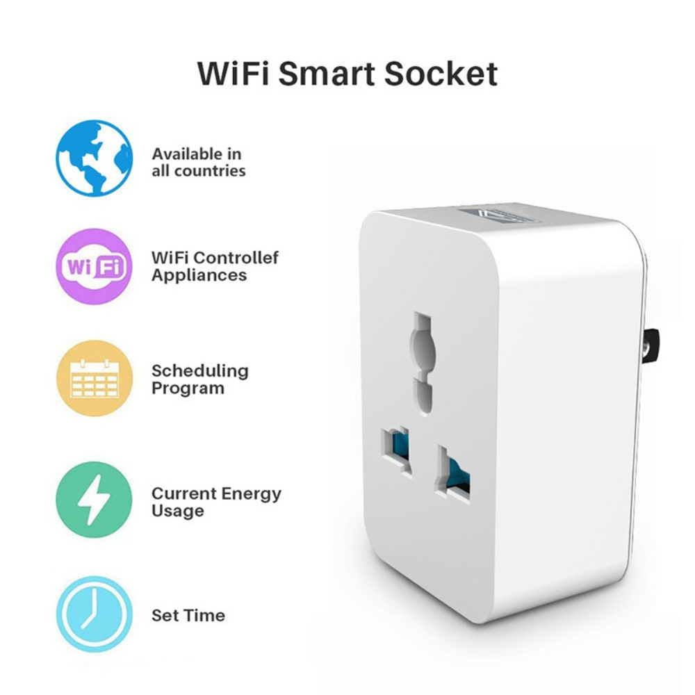 Ổ cắm thông minh WIFI 15A Tuya đo công suất HM-WS022