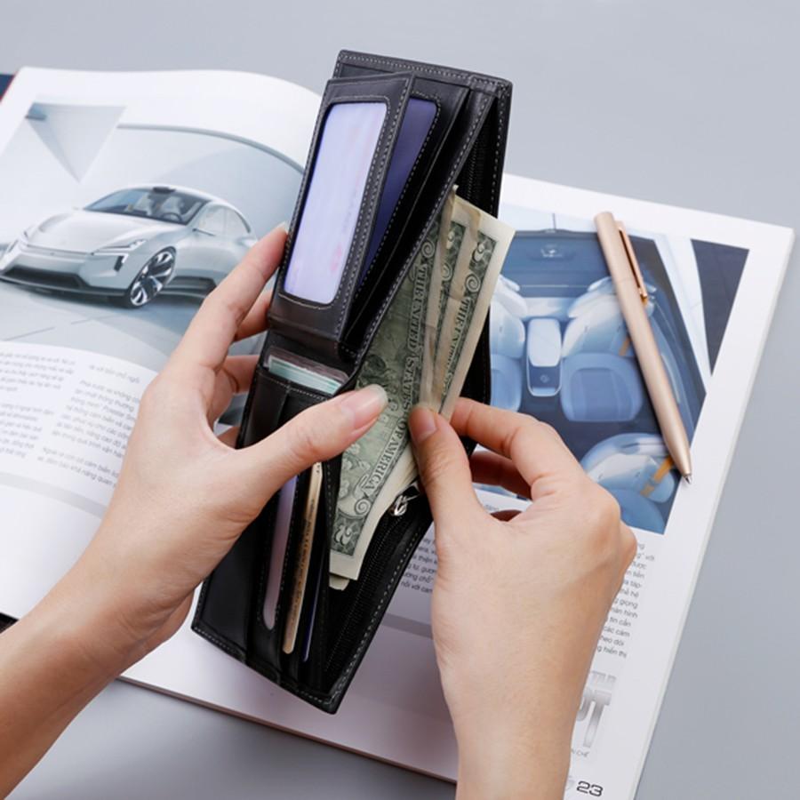 Ví nam da bò 4U sang trọng F108 (đen - nâu