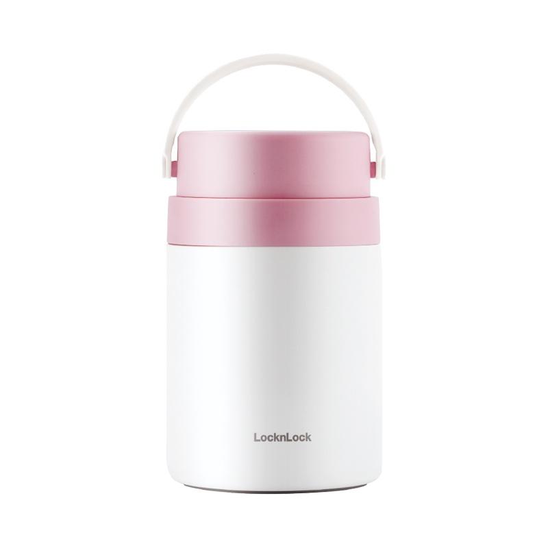 Hộp cơm giữ nhiệt Lock&Lock LHC8042 700ml - Hàng chính hãng, 2 ngăn kèm muỗng inox, có thể ủ cháo cho bé - Hapos
