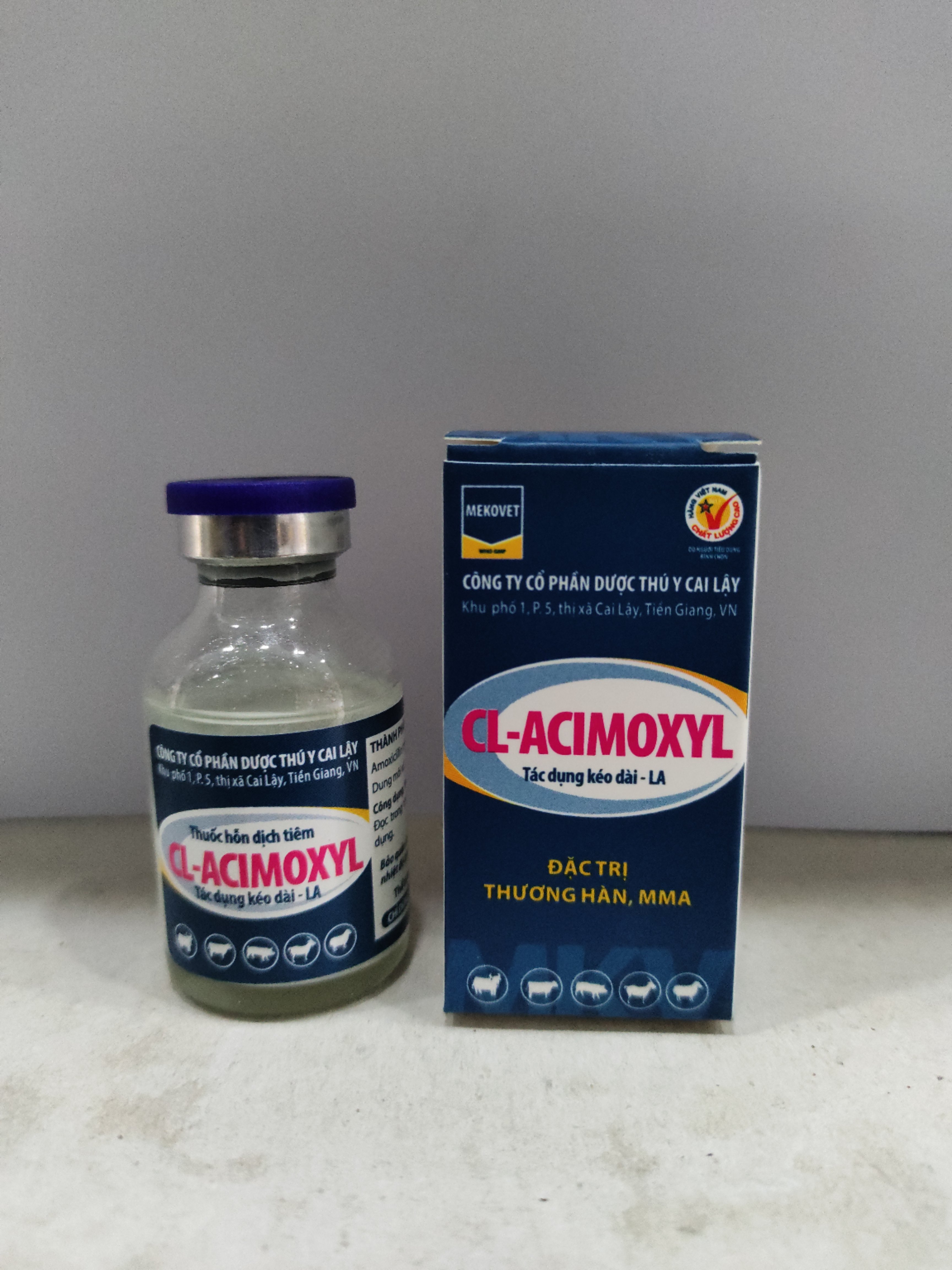 Thuốc hỗn hợp dịch tiêm CL ACIMOXYL Tác dụng kéo dài LA, đ.ặc t.rị thương hàn MNA