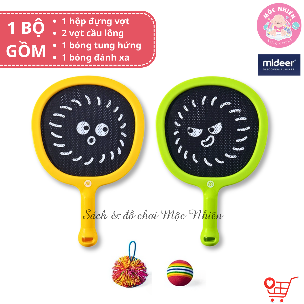 Vợt cầu lông trẻ em cho bé Mideer Kids Junior Racket 2in1, Đồ chơi thể thao cho bé