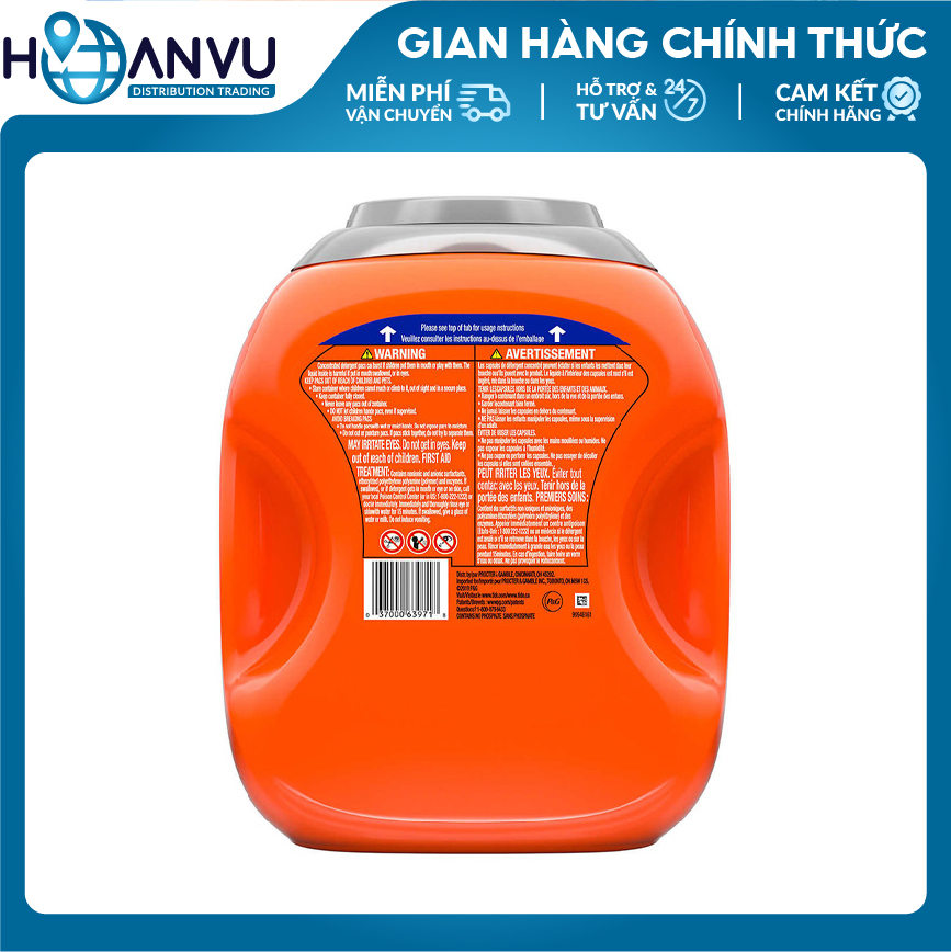 Bình viên giặt Tide Pods Plus Ultra Oxi 4in1 104 viên - Nhập khẩu Mỹ