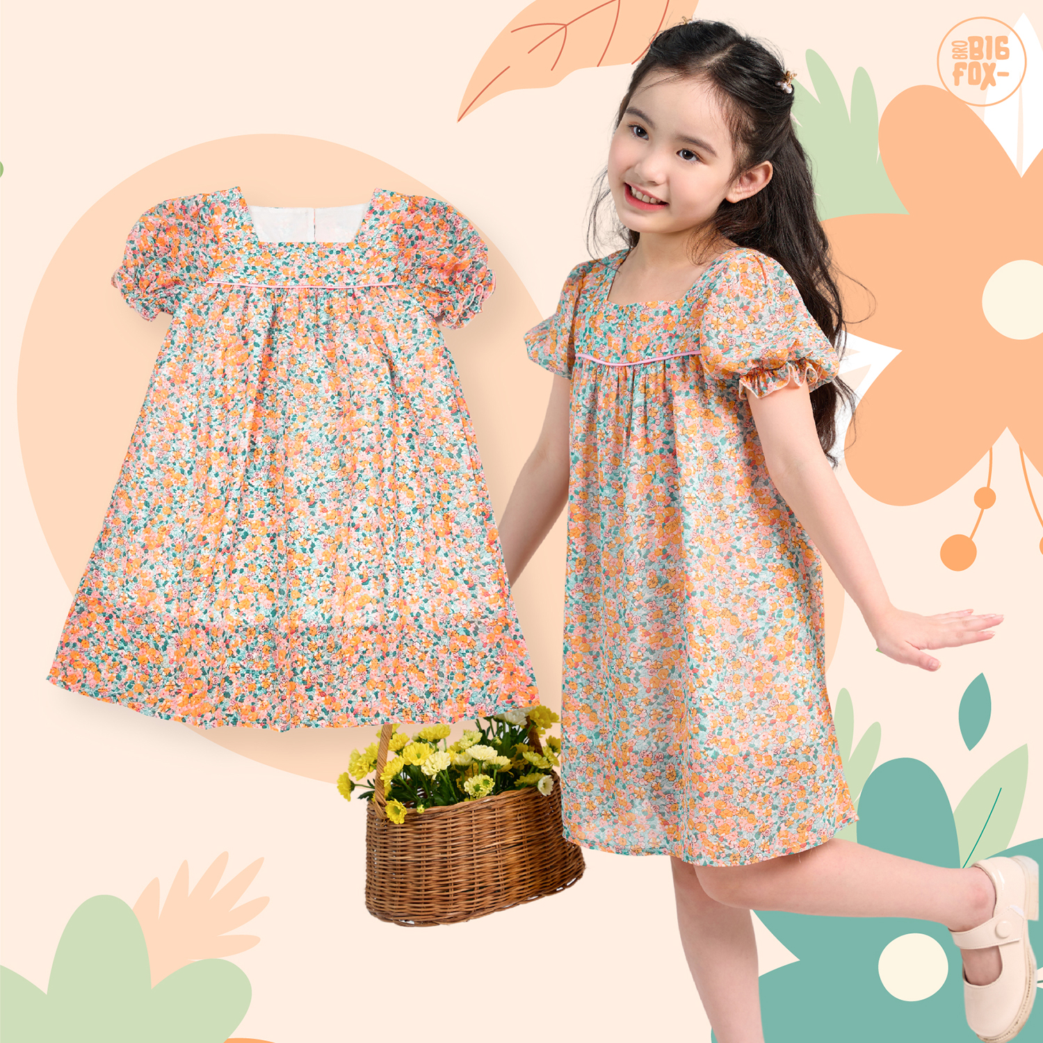 Váy Bé Gái Miss Meow, Váy Voan Hai Lớp Cho Bé Họa Tiết In Hoa Size Trẻ Em 3-11 Tuổi
