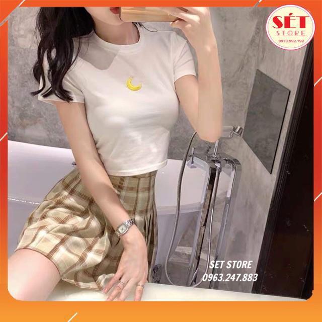 Áo body in mặt trăng, áo croptop nữ - Trắng,Đen- Ulzzang CH0220 - Setstore