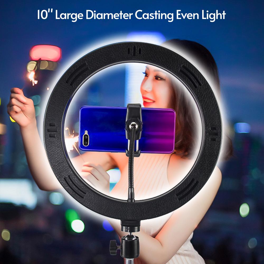 Đèn LED Fill Light USB hỗ trợ 3 nhiệt độ màu với giá đỡ điện thoại Tripod Max. Chiều cao 2m / 6,6ft cho - Màu đen - Đèn & Kẹp & Chân máy Ring Light 10 inch