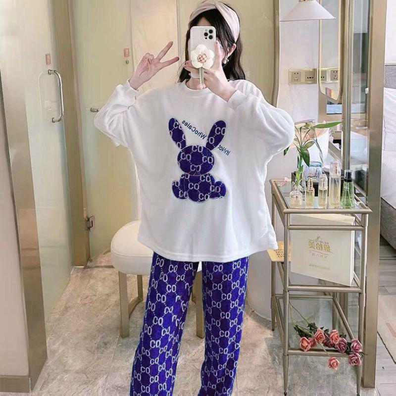 Đồ Bộ Thun Tay Dài Quảng Châu - Pijama Quần Dài - Đồ Mặc Ở Nhà Họa Tiết Hoạt Hình Dễ Thương Chú Mèo Máy