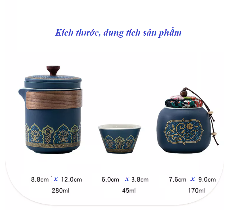 Bộ trà sứ du lịch tinh hoa Cofee drop set ( Hộp da quà tặng)