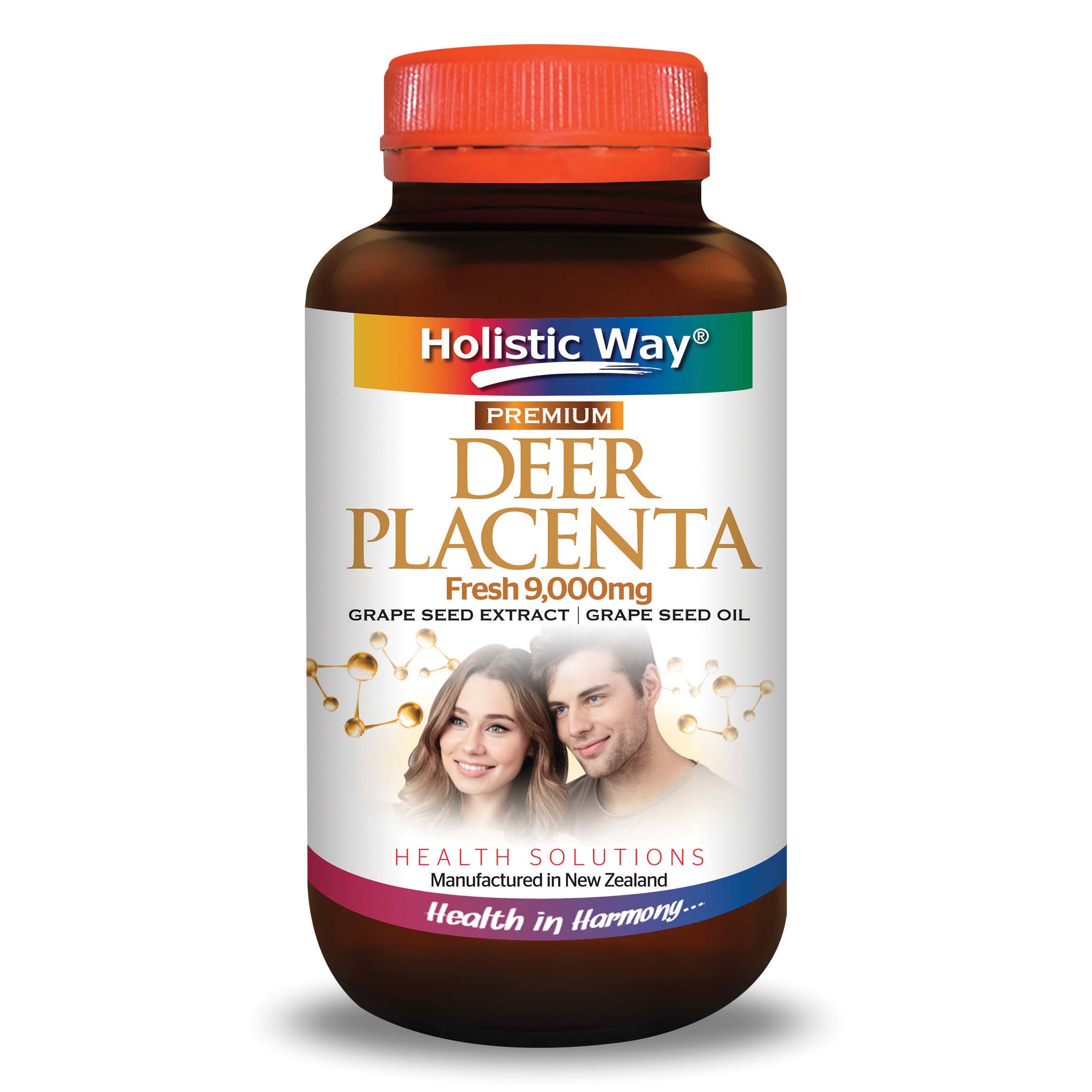Viên uống đẹp da trắng da chiết xuất 9,000mg nhau thai nai và chiết xuất dầu hạt nho Holistic Way Premium Deer Placenta