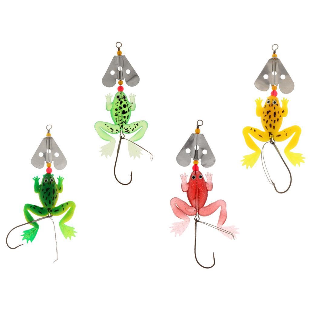 12cm Soft Fishing Lures Frog Lure with Hook Bass Crank Bait Tackle Hooks Shiny Sequin Artificial Fishing Tackle 4 Color
