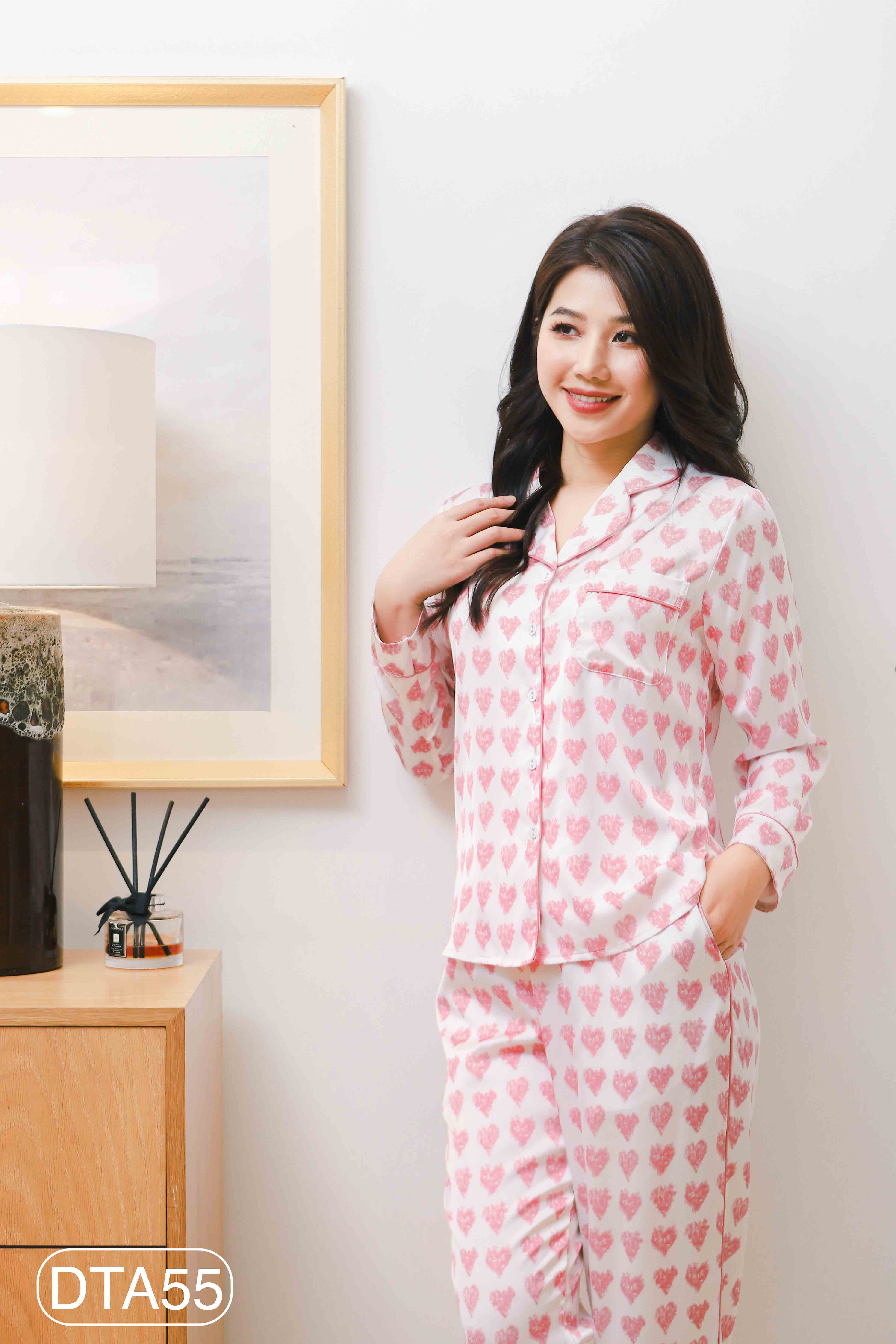 Bộ ngủ satin ZAM Luxury - DTA55 - áo dài tay quần dài