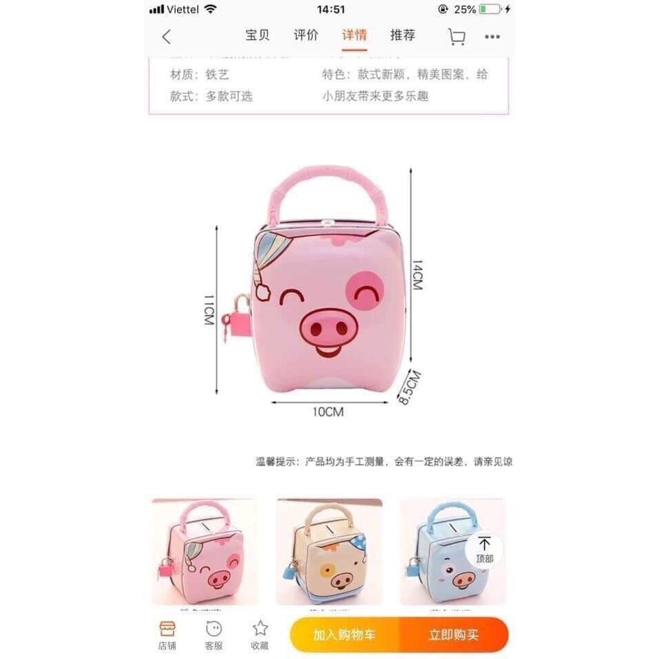 Lợn tiết kiệm bằng sắt có khóa cute