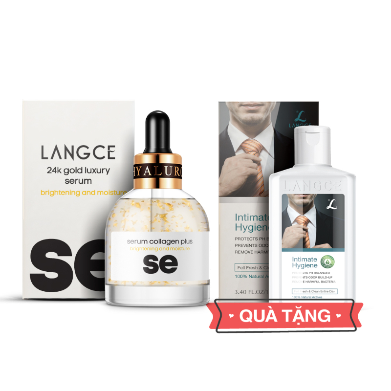 Serum 24k Trắng Da, Giữ Ẩm Chống Lão Hóa 30ml cho Nam TẶNG Gel Vệ Sinh Vùng Kín Nam 100ml LANGCE