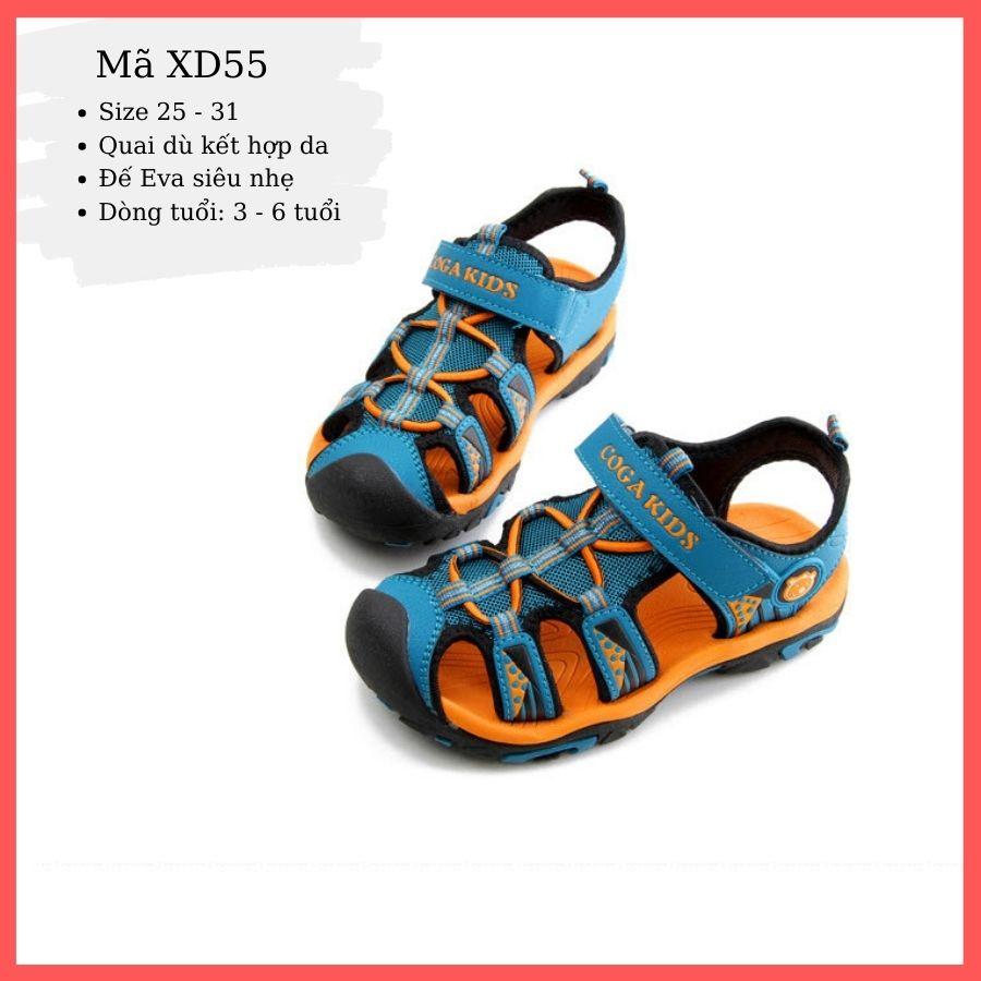 Sandal bít mũi XD55 cho bé trai, trẻ em nam 3 - 6 tuổi siêu nhẹ, đàn hồi, chống trơn trượt quai hậu thời trang