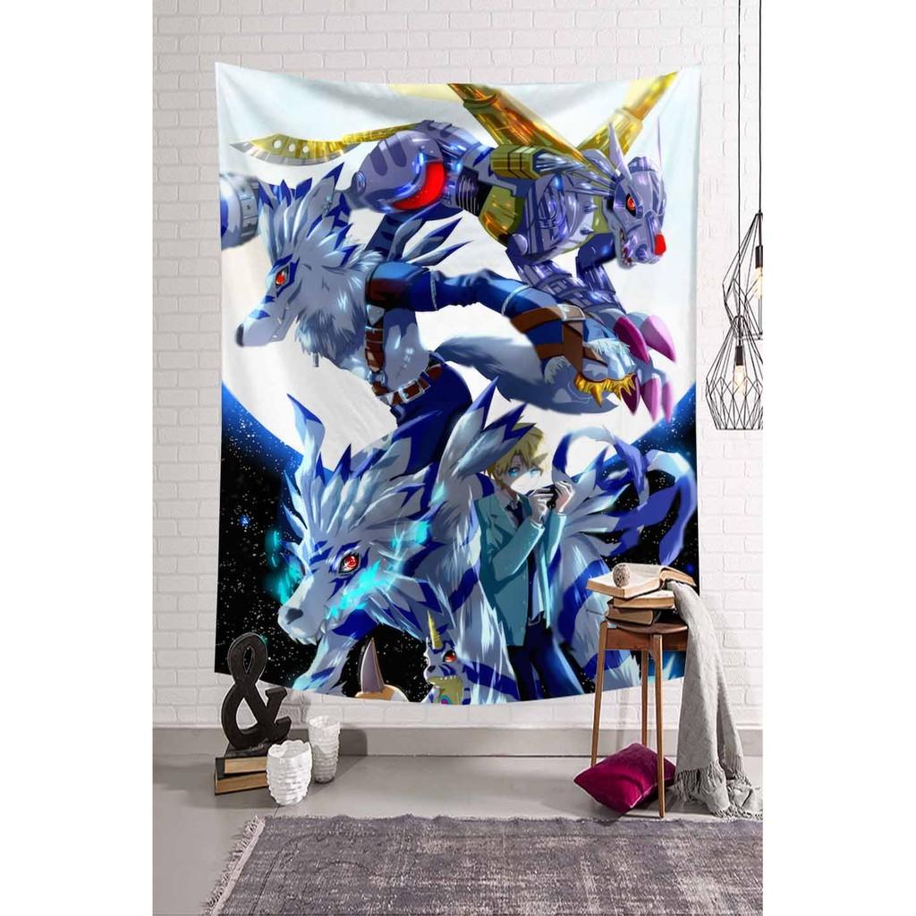 Thảm Treo Tường Trang Trí Phòng Khách / Phòng Ngủ Họa Tiết Anime Digimon Độc Đáo