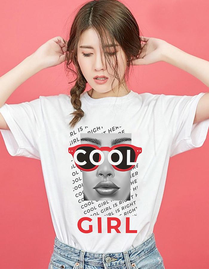 ÁO THUN NỮ UNISEX - In Hình COOL GIRL siêu ngầu ATQC009 - SỢI TỔNG HỢP - XXL