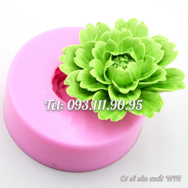 Khuôn rau câu silicon hoa mẫu đơn tầng - Loại 8 cm – Mã số 1827