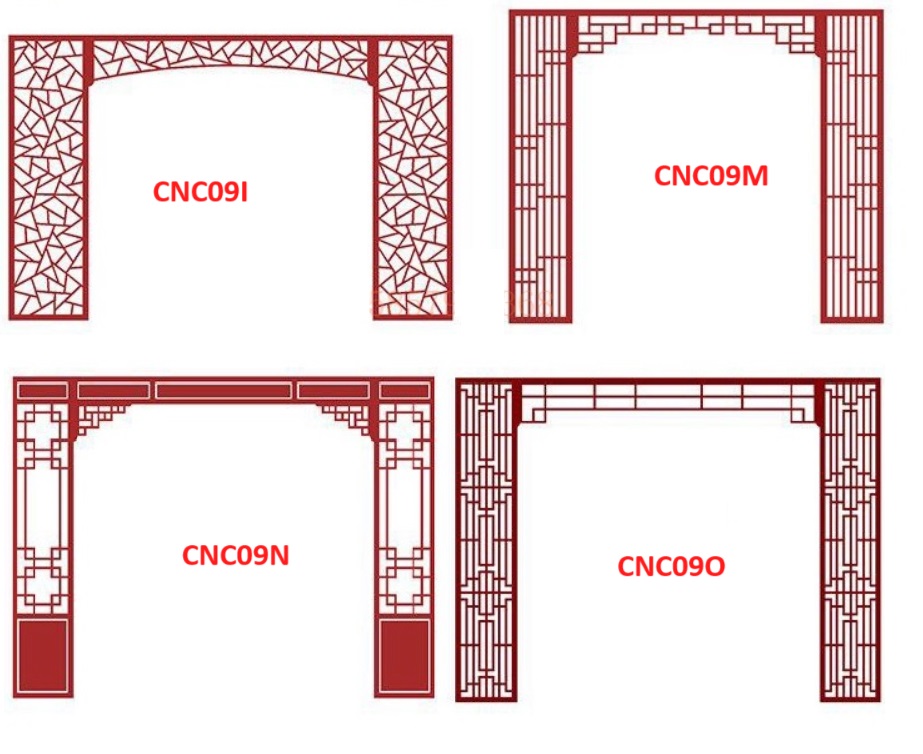 Nền tường phong cách Trung Hoa, bình phong gỗ cắt CNC009 - Nội thất lắp ráp Viendong Adv