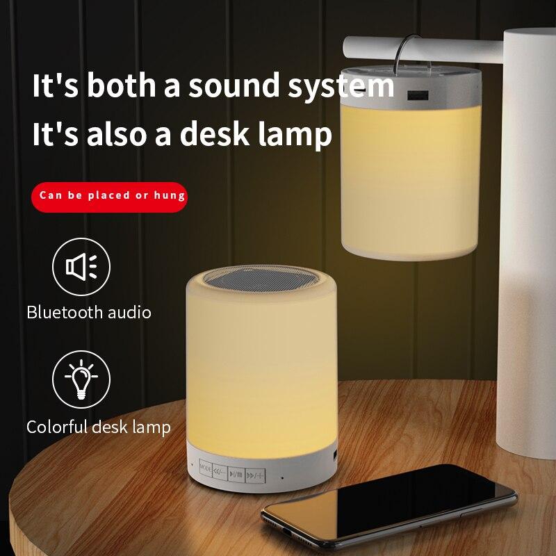 Người chơi không dây Bluetooth di động không dây Touch Pat nhẹ đèn LED đầy màu sắc Đèn giường ngủ Đèn bàn ngủ để ngủ ngon hơn: Trắng