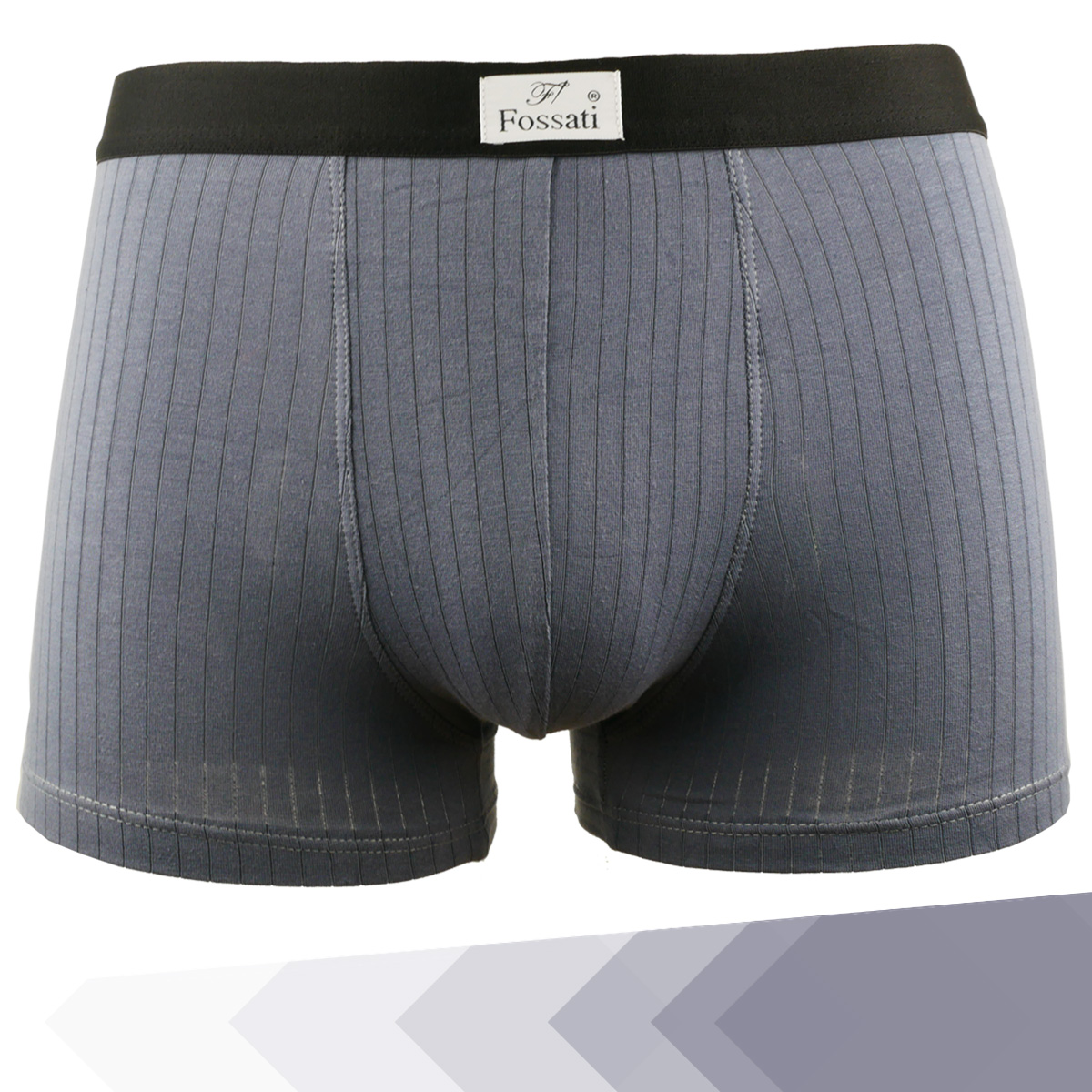 Quần lót nam boxer đùi cotton cao cấp đẹp gợi cảm Fossati Classic Rise co dãn 4 chiều màu xanh trẻ trung, vải 95% cotton 5% Spandex sọc dệt đẹp, may tôn dáng